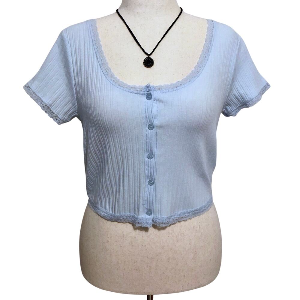 Hippie Rose NWT Baby Blue Cropped Top Juniors XL
